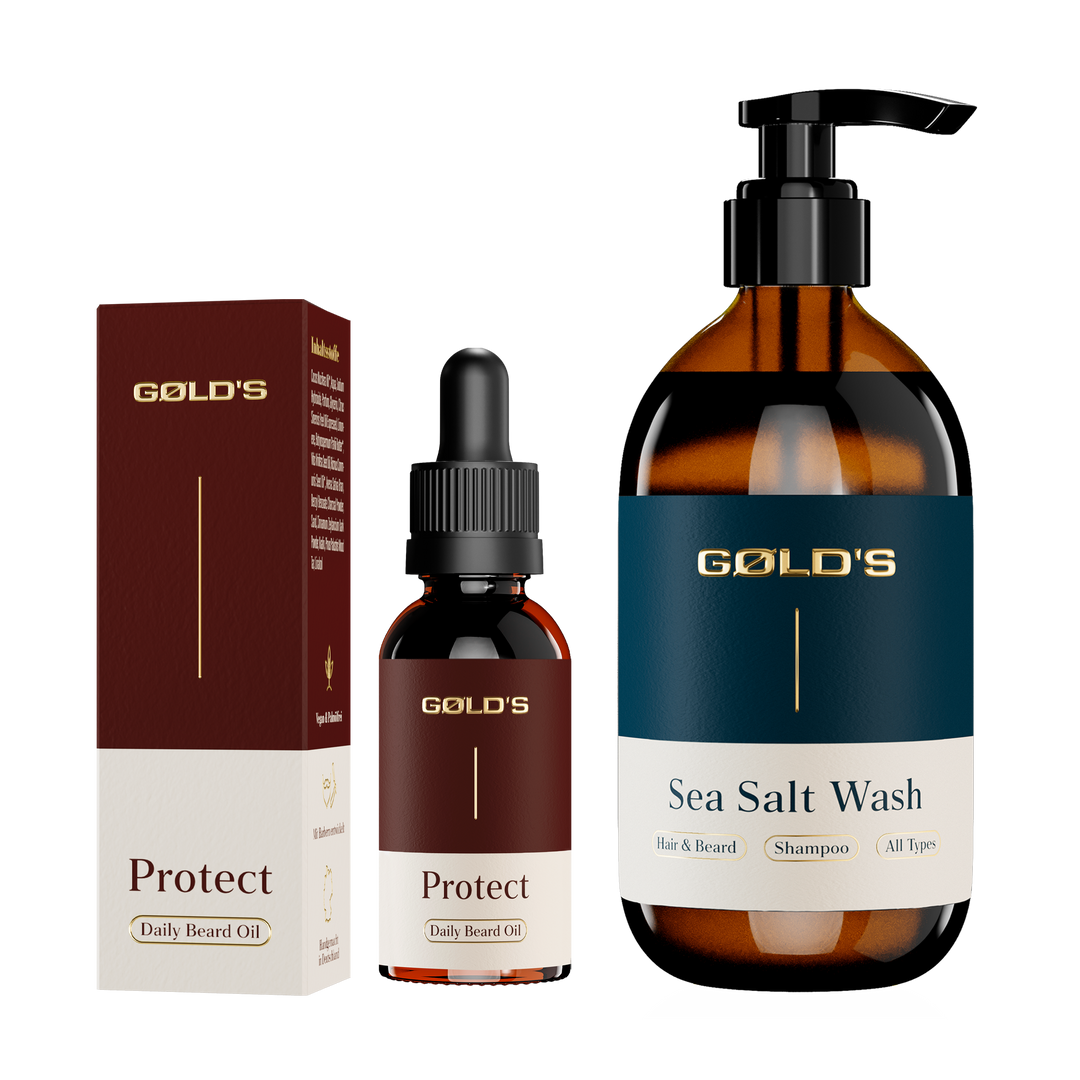 Bart Essentials Set mit Sea Salt Wash und Bartöl Protect von GØLD'S / Goelds #reinige-mit_shampoo