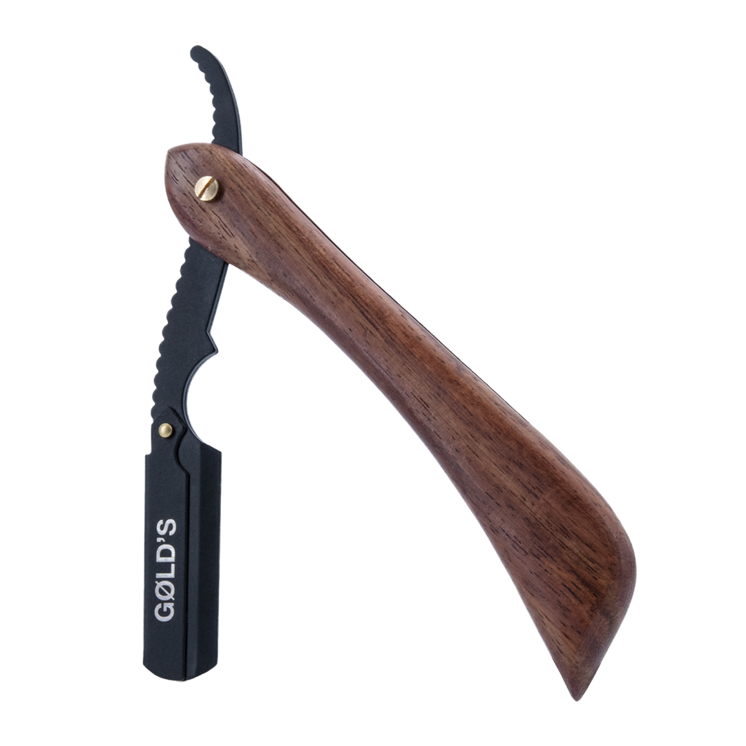 Rasiermesser in Schwarz mit  Nussbaumholz-Griff von GØLD'S / Goelds