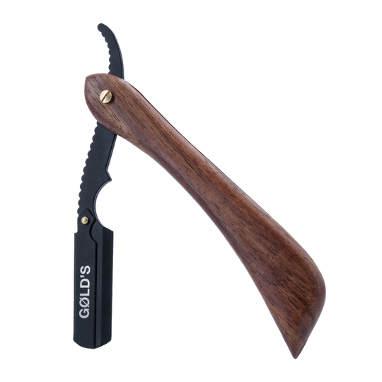 Rasiermesser in Schwarz mit  Nussbaumholz-Griff von GØLD'S / Goelds