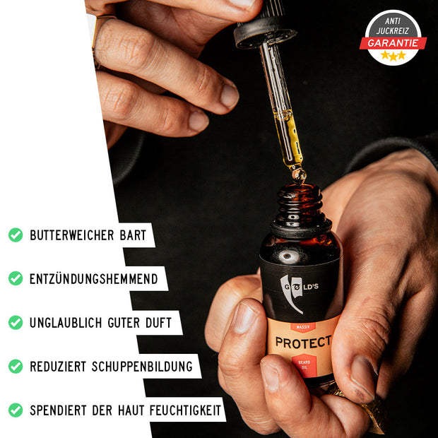 Flasche Hand Finger Öl Protect Massiv Beard Oil GØLD&