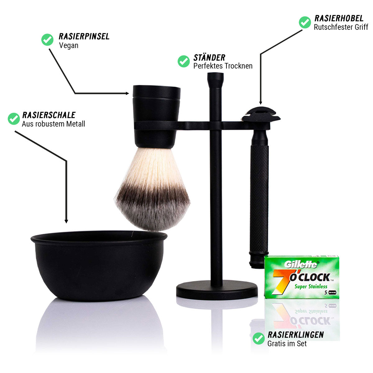 Shaving set for wet shaving | Safety razor, shaving brush, shaving bowl & free shaving soap